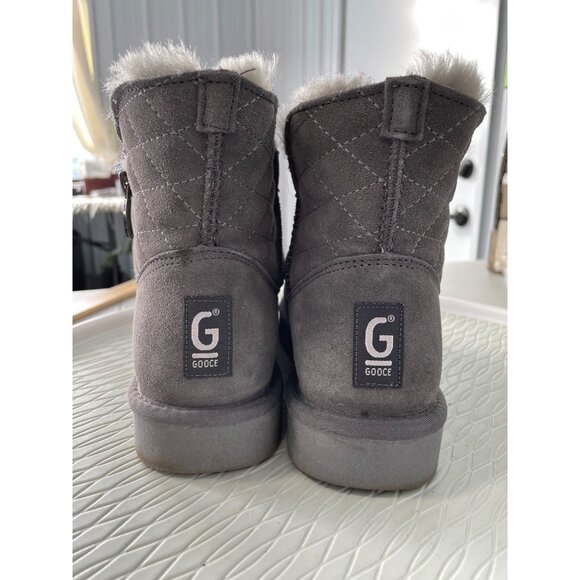 Gooce Maddie Suede Leather Boots Women 7 Round Toe Quilted Sheepskin Wool Winter - Picture 9 of 11